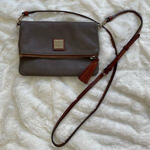 Pebble Grain Foldover Zip Small Crossbody Purse